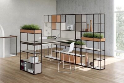 Bureau avec bibliothèque modulaire
