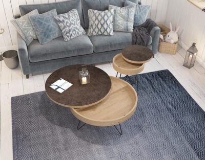 Grande table basse relevable couleur chêne