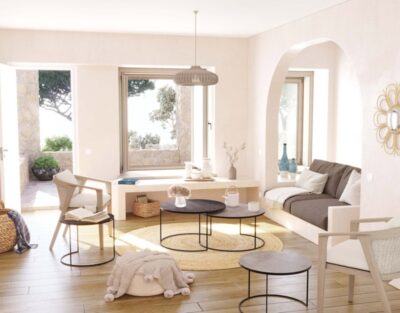 Table basse ronde pied demi cercle