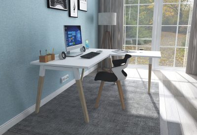 Bureau avec retour blanc