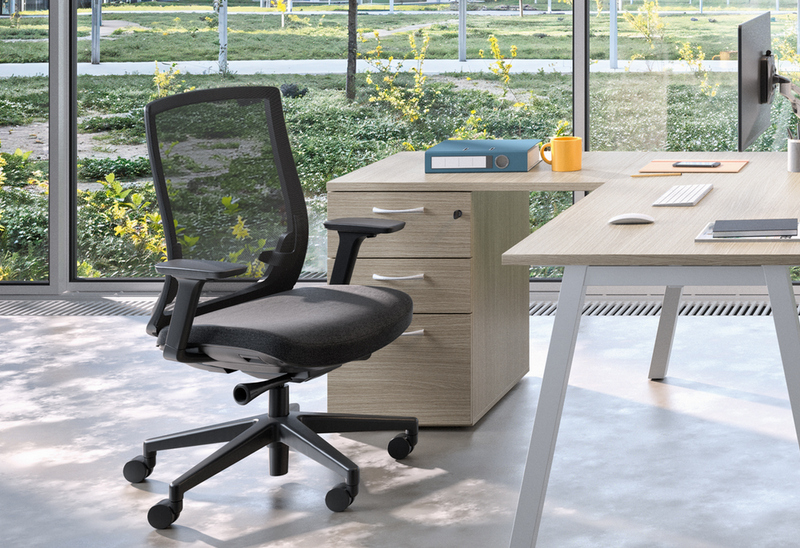 FL Office Util Caisson retour hauteur bureau Blanc Chene Fil