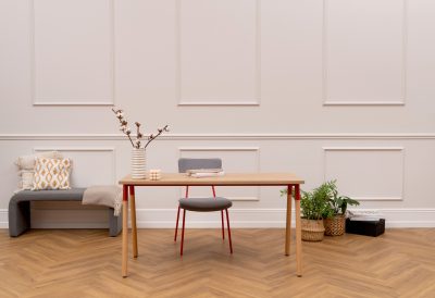 Bureau pied bimatière