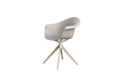 Fauteuil pivotant sur pieds bois