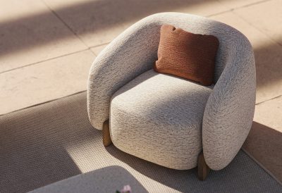 Fauteuil lounge design extérieur bois iroko luxe