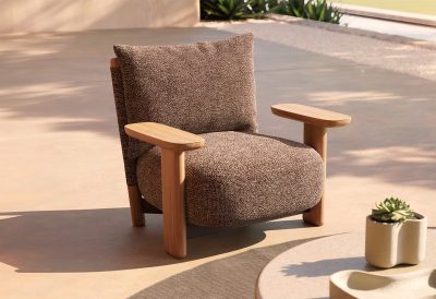 Fauteuil lounge design extérieur bois iroko luxe