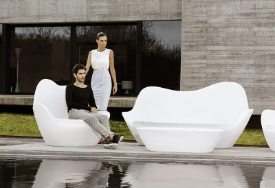 Fauteuil lounge design extérieur résine recyclable haut de gamme