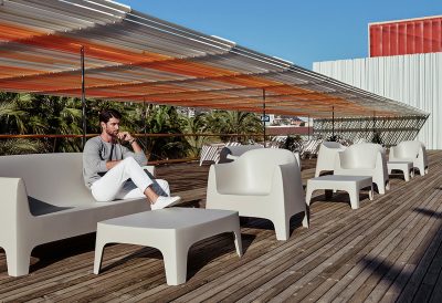 Fauteuil lounge design extérieur polypropylène empilable