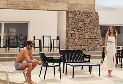 Fauteuil lounge design extérieur polypropylène empilable