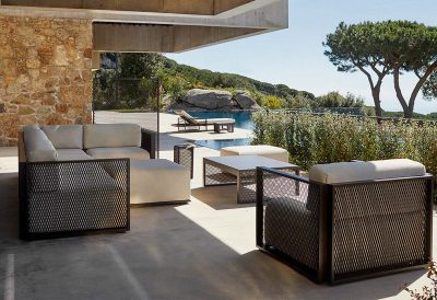 Fauteuil lounge design aluminium extérieur haut de gamme