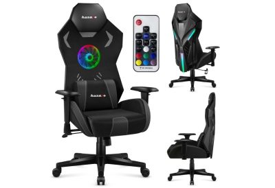 Chaise Gaming RGB LED Noire Éclairage Intégré