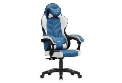 Chaise Gaming Velours Bleue Ergonomique Haute Performance