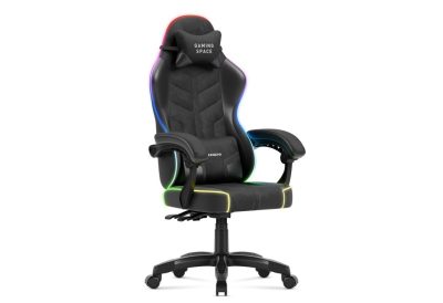 Fauteuil Gaming RGB Velours Noir Confort Premium