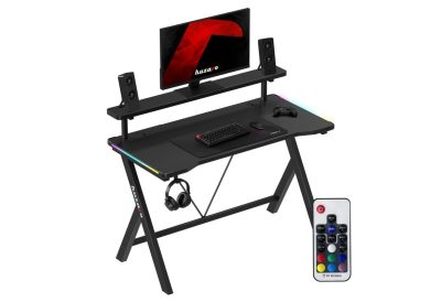 Bureau gaming RGB 120 cm avec éclairage LED