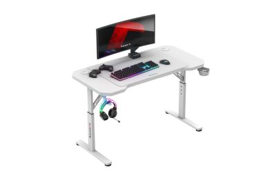 Bureau gaming blanc réglable en hauteur 120 cm