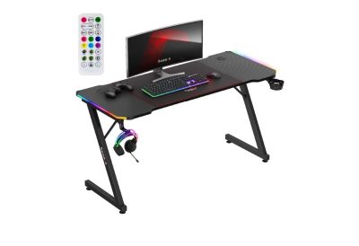 Bureau gaming RGB 140 cm éclairé moderne