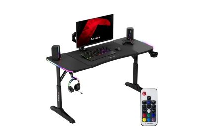 Bureau gaming RGB LED télécommandé noir