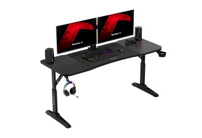 Bureau gaming réglable 160 cm multi-écrans noir