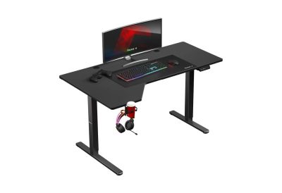 Bureau gaming électrique réglable en hauteur 145 cm noir