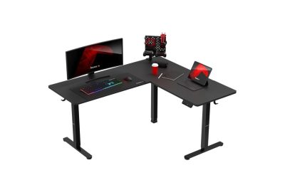 Bureau gaming électrique d’angle noir 160 cm