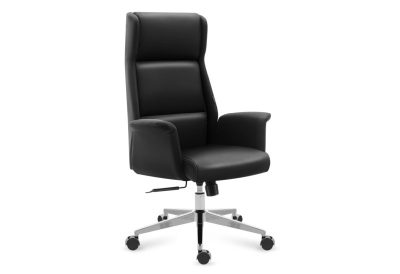 Chaise de bureau ergonomique noire design élégant chrome