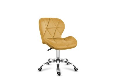 Fauteuil pivotant velours jaune moutarde ergonomique moderne