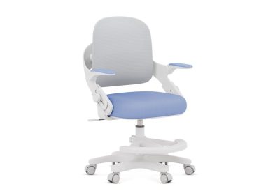 Chaise de bureau enfant ergonomique réglable bleu-gris