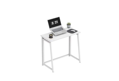 Bureau pliant blanc compact 80 cm aspect bois