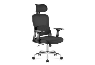 Chaise de bureau ergonomique maillée noire avec appuie-tête
