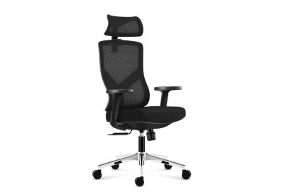 Chaise de bureau ergonomique noire avec appui-tête réglable