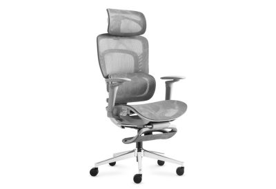 Fauteuil de bureau massant chauffant gris ergonomique